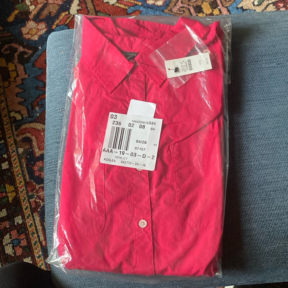 New with tags! Talbots Henley blouse. Unopened but happy to open and steam